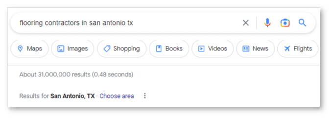 image of google search for flooring contractors in san antonio tx